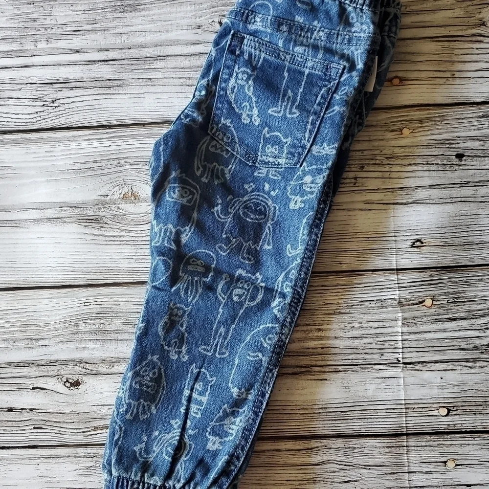 GAP Monster Print Denim Joggers NWT